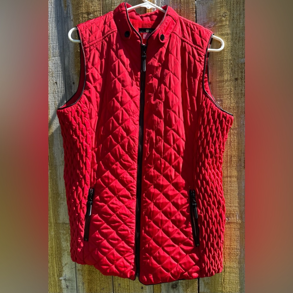 Renuar Vibrant Red Quilted Vest Size L